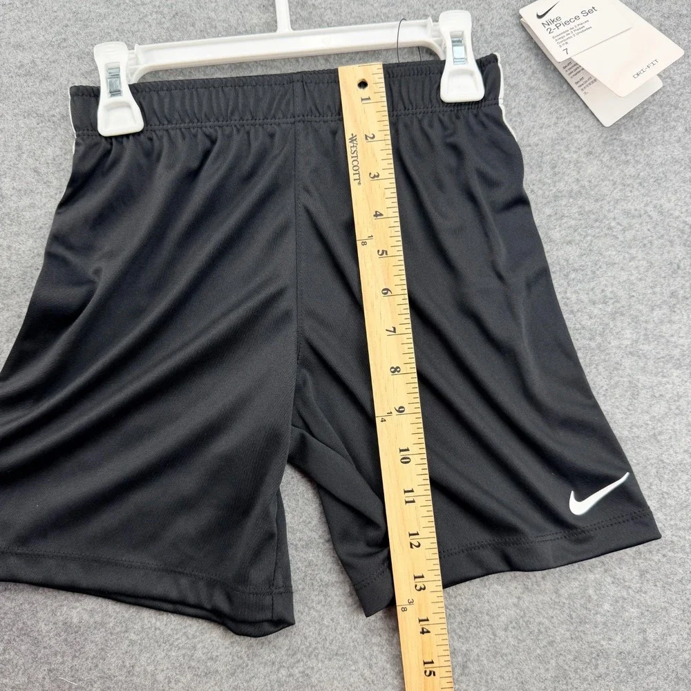 Nike Dri-FIT Boys Size 7 Black White T-Shirt Shorts 2 Piece Athletic Set NWT